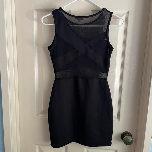 Charlotte Russe Mesh Bodycon Dress - Black - Size Small - LBD - Picture 4 of 5